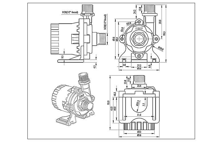 DC50E Dimensions