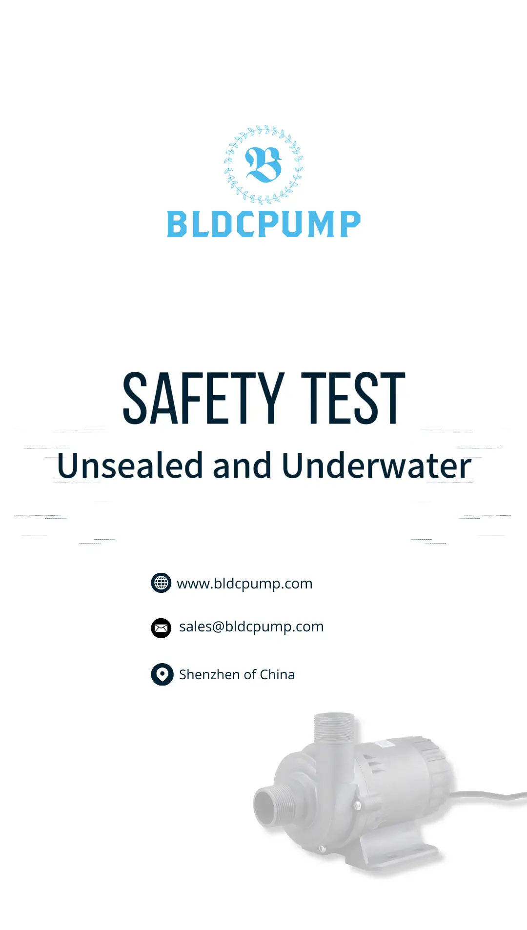 BLDC cold plunge pump safety test -- unsealed pump submerged underwater